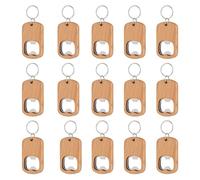 Wrtysully 15 Pack Bottle Opener Blank Wooden Keychain Blanks for Engraving Wood Bottle Openers Bulk Key Chains Engraved Key