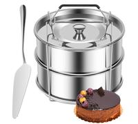 Wrtysully 2-Tiers Stainless Steel Steamer 2.4 Quarts Capacity with Lid Stackable Flan Pan Mold Nonstick Steamer Insert Pans