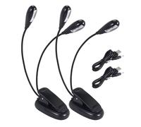 Wrtysully 2Pcs Music Stand Light Clip on LED Book Lights Dual Arm Reading Lights for Books in Bed 360 Degree Adjustable Clip