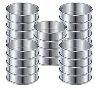 Wrtysully 4 Inch Muffin Ring Crumpet Rings, Set of 20 Stainless Steel Muffin Rings Moulds Double Rolled Tart Rings Round Tart Ring