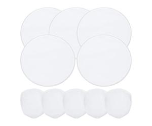 Wrtysully 5 Pcs Foldable Flying Disc Fans 9.8 Inch Sublimation Fans Polyester Black Edge Folding Fan Set with Bag for Party White