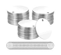 Wrtysully 55 Pieces Metal Stamping Blank Tags - 1.5 Inch Round Stainless Steel Stamping Blanks with Hole,for Jewelry Making DIY