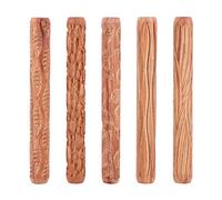 Wrtysully 5PCS Pottery Tools Wood Hand Rollers for Clay Clay Stamp Clay Pattern Roller