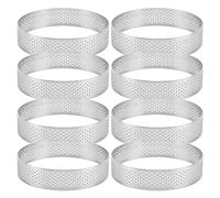 Wrtysully 8 Pack Stainless Steel Tart Rings, Heat- Perforated Cake Mousse Ring,Cake Ring Mold,Round Cake