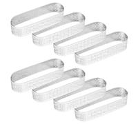 Wrtysully 8Pcs Oval Tartlet Molds French Dessert Mousse Fruit Pie Tart Ring Quiche Cake Mold, Stainless Steel Tart Mousse Ring