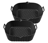 Wrtysully Air Fryer Silicone Pot with Handle, 8.6 Inch Reusable Air Fryer Liners Heat Non-Stick Air Fryer Basket,Black