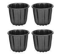 Wrtysully Canele Mold, Cannele Muffin Cup, 4Pcs Non-Stick Cannele Mould Gray-Black Canneles
