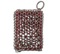 Wrtysully Cast Iron Skillet Cleaner,316 Stainless Steel Chainmail Cleaning Scrubber Silicone Scrubber,for Kitchen Cookware