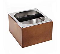 Wrtysully Coffee Knock Box Stainless Steel Wood Coffee Grounds Container Box Coffee Residue Bucket Grind Waste Bin