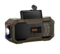 Wrtysully Emergency Weather Radios Hand Crank Solar Bluetooth Speaker Portable AM FM Radio 5000mAh Battery Powered Waterproof Easy Install