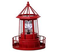 Wrtysully LED Solar Powered Lighthouse, 360 Degree Rotating Lamp Courtyard Decoration Waterproof Garden Towers Statue Lights A