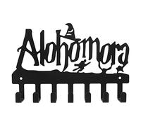 Wrtysully Metal Key Holder Wih 7 Hooks Iron Art Wall Mounted Adhesive Black Hanger Bedroom Closet Garage