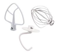 Wrtysully Mixer Kit for KSM150 Includes Dough Hook Wire Whip and Coated Flat Beater, 3 Pieces Stand Mixers Repair Set Compatible