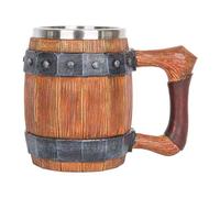 Wrtysully Mug Coffee Cup Tea Cup,Personalized Imitation Wooden with Leather Handle,LargeCapacity Bar Mug Drinking Cup 600ml