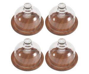 Wrtysully Multifunctional Mini Dessert Serving Stand Cake Dish with Dome Lid Platter Cake Plate for Home Hotels(4Pcs)