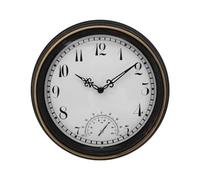 Wrtysully Outdoor Waterproof Wall Clock with Thermometer IP44 Vintage Round Garden Decor Clock 12 Inch Outdoor Clock