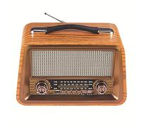 Wrtysully Portable Wooden Retro Radio Wireless Bluetooth Speakers HIFI Stereo AM/FM Radio Player USB TF AUX MP3,Yellow Wood Color