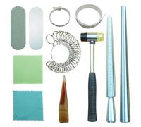 Wrtysully Ring Size Tools Ring Making Kit with Ring Mandrel Round Model Metal Rod Rubber Jeweler'S Hammer and Polishing Tools