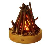 Wrtysully Small Electric Fake Fireplace Log Night Light USB Rechargeable 3 Modes Fake Fire Lamp Flameless Candle Flame Light with White Noise Funny Christmas Thanksgiving Table Yard Decorations