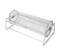 Wrtysully Stainless Steel BBQ Grill Basket Rotisserie Rolling Mesh Cage for Roasting Barbecue Grill Accessory for Even Cooking