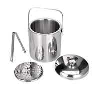 Wrtysully Stainless Steel Ice Square Container Double Walled 1.3L Ice Bucket Container with Tongs Lid