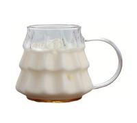 Wrtysully Transparent Coffee Mug with Handle Christmas Tree Shape Milk Breakfast Glass Cup Kitchen Drinkware for Festival Parties