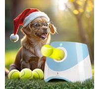 WRTZ Automatic Dog Ball Launcher for Small and Medium Dogs - Dog Ball Thrower for Indoor Outdoor with 3 Adjustable Distance Settings 10ft, 20ft, and 30ft - Interactive Toy with 3 Tennis Balls
