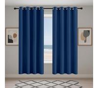 WRUIJIO Eyelet Blackout Curtains 216 x 232 cm Soft Thermal Insulated Black Out Thermal Insulated Eyelet Curtains for Living Room Bedroom Windows Nursery, Navy Blue