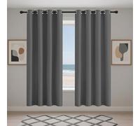 WRUIJIO Eyelet Blackout Curtains 219 x 235 cm Soft Thermal Insulated Black Out Thermal Insulated Eyelet Curtains for Living Room Bedroom Windows Nursery, Dark Grey