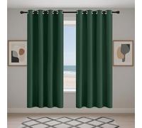 WRUIJIO Eyelet Blackout Curtains 223 x 231 cm Soft Thermal Insulated Black Out Thermal Insulated Eyelet Curtains for Living Room Bedroom Windows Nursery, Dark Green