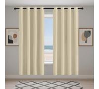 WRUIJIO Eyelet Blackout Curtains 225 x 242 cm Soft Thermal Insulated Black Out Thermal Insulated Eyelet Curtains for Living Room Bedroom Windows Nursery, Cream Color