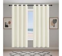 WRUIJIO Eyelet Blackout Curtains 228 x 235 cm Soft Thermal Insulated Black Out Thermal Insulated Eyelet Curtains for Living Room Bedroom Windows Nursery, Beige