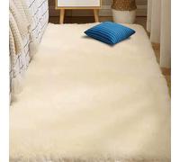 WRUIJIO Living Room Rug 100 x 200 cm Fluffy, Non Slip Shaggy Rug Modern Luxury for Living Room, Bedroom, Kitchen, Enterance, Cream Color