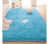 WRUIJIO Rug Shaggy 150 x 320 cm Fluffy Area Rugs for Bedroom Small Home Decor for Living Room Bedroom, Dining Room, Entryway, Blue