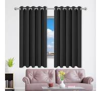 WRUIJIO Window Treatments/Lined Eyelet Curtains 129 x 136 cm Pencil Pleat Blackout Thermal Eyelet Curtains, Window for Small Windows Kitchen Bedroom, Black