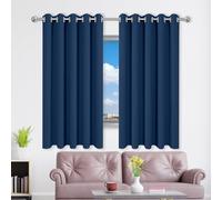 WRUIJIO Window Treatments/Lined Eyelet Curtains 133 x 156 cm Pencil Pleat Blackout Thermal Eyelet Curtains, Window for Small Windows Kitchen Bedroom, Navy Blue