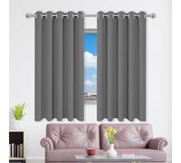 WRUIJIO Window Treatments/Lined Eyelet Curtains 140 x 134 cm Pencil Pleat Blackout Thermal Eyelet Curtains, Window for Small Windows Kitchen Bedroom, Dark Grey