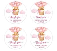 WRUISZ 72pcs Pink Bear Themed Thank You for Celebrating Cute Baby Shower Stickers,Candy Business Labels,It's a Girl Gift Bags Ideas, Boxes & Envelopes,Birthday Party Atmospheric Decoration Props