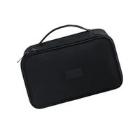 WRWIZDR Cable Organizer Bag for Daily Packing, Black SINGLE LAYER | Structured Carrying Case with Top Handle and Woven Fabric Shell