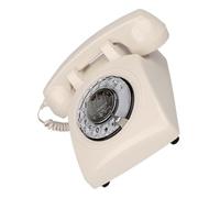 WRWIZDR Desk Telephone Circular Push-Button Keypad Landline, Beiges color | Mechanical Incoming-Call Alert, Corded Handset, Vintage-Inspired Form for Desktop Use in a Fixed Location