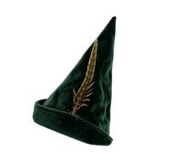 WRWIZDR Holiday Costume Cap Pointed Wizard Hat Front Accent, Dark green