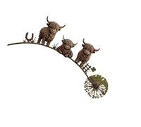WRWIZDR Iron Animal Garden Decor Curved Branch Yard, Highland cattle | Nature Inspired Figurine Accent for Outdoor Planter Flower Bed Patio Porch