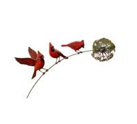 WRWIZDR Iron Animal Garden Decor Curved Branch Yard, Red bird | Nature Inspired Figurine Accent for Outdoor Planter Flower Bed Patio Porch