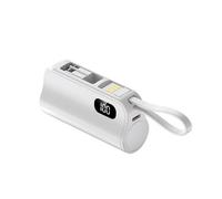 WRWIZDR Portable 5000mAh Small with Integrated Stand, White | Small with Contained Stand and USB Plug Cable for Mobilitys, on the Go Convenience and Easy Travel