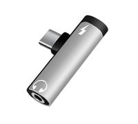WRWIZDR Type Sound Device Link Double Purpose 3.5mm, Silver | Aluminum Mixture Housing, Double Port, Simultaneous Charging, Sound Transmission, for Device Agreement