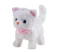 WRWIZDR Walking Meowing Plush Cats Electronic Pet with LED, White | Interactive Walking Talking Cats Plush Toy with Realistic Sounds and for Preschool Toddler Educational Gift
