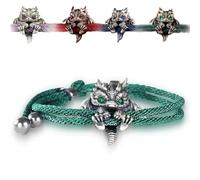 Wryhaul 2025 New Cute Silver Dragon Bracelet, Dragon Lucky Charm Bracelet, Adjustable Silver Delicate DragonBracelet, DragonBracelet for Men (Green, Adjustable)