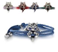 Wryhaul 2025 New Cute Silver Dragon Bracelet, Dragon Lucky Charm Bracelet, Adjustable Silver Delicate DragonBracelet, DragonBracelet for Men (Blue, Adjustable)