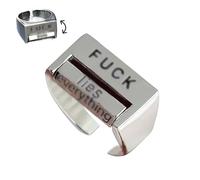 Wryhaul Creative Fu*k Rotatable Mood Control Ring, Funny Rotating Fuck Ring, Adjustable Fuck Anxiety Ring, Stainless Steel Fu*k SquareRing, Handmade Engraved LettersRing (1PCS)