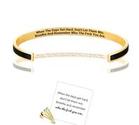 Wryhaul Dont Let The Hard Days Win Bracelet, Motivational Bracelet for Women, Engraved With Hidden Inspirational Message for Best Friend (Black-W)